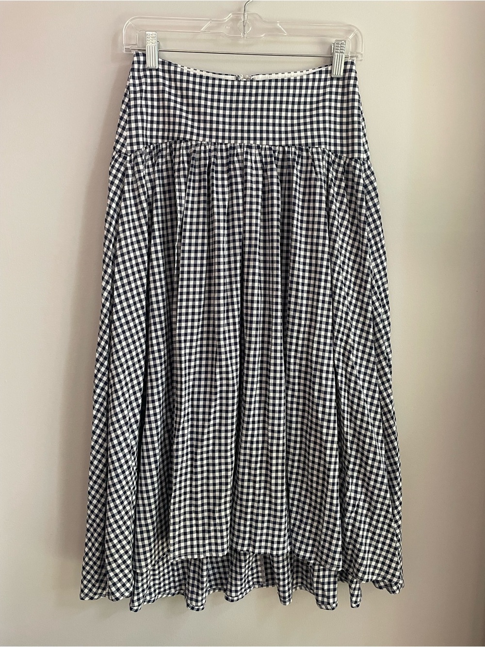 NWT Danielle Guizio Alegra Low Rise Midi Skirt Navy Plaid XXS